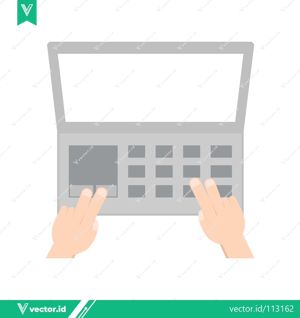 Premium Vector of Hands typing on a laptop keyboard top view