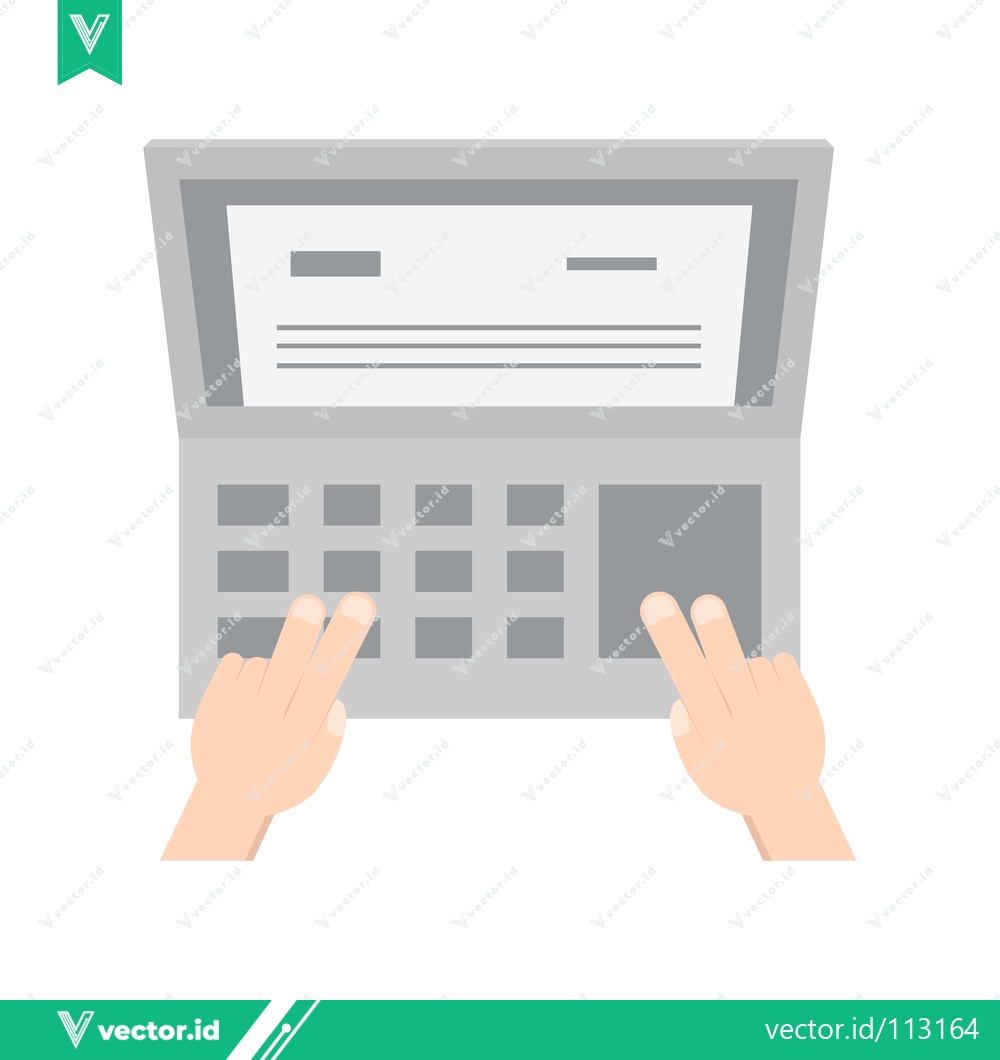 Premium Vector of Hands Typing on Laptop Keyboard with Document on Screen