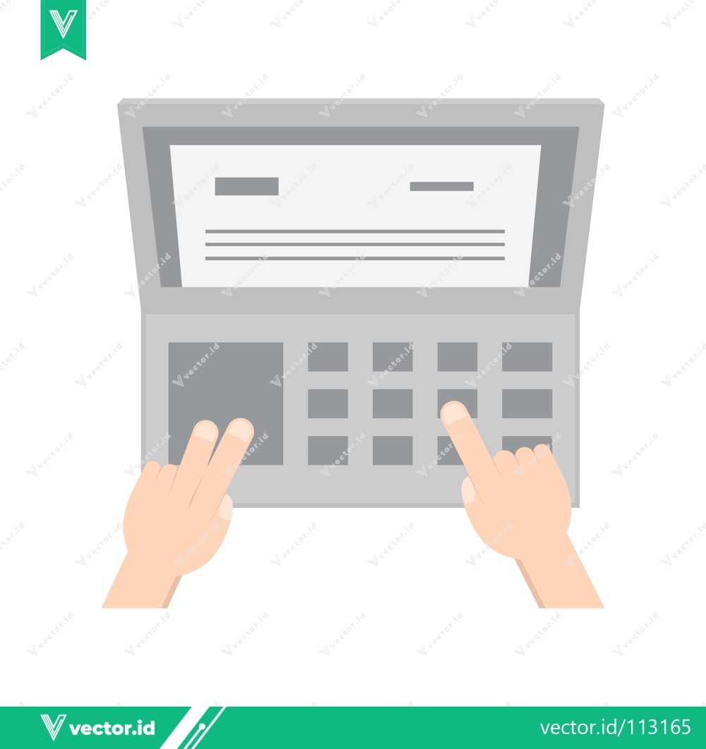 Premium Vector of Hands Typing on a Laptop Keyboard with Document Displayed