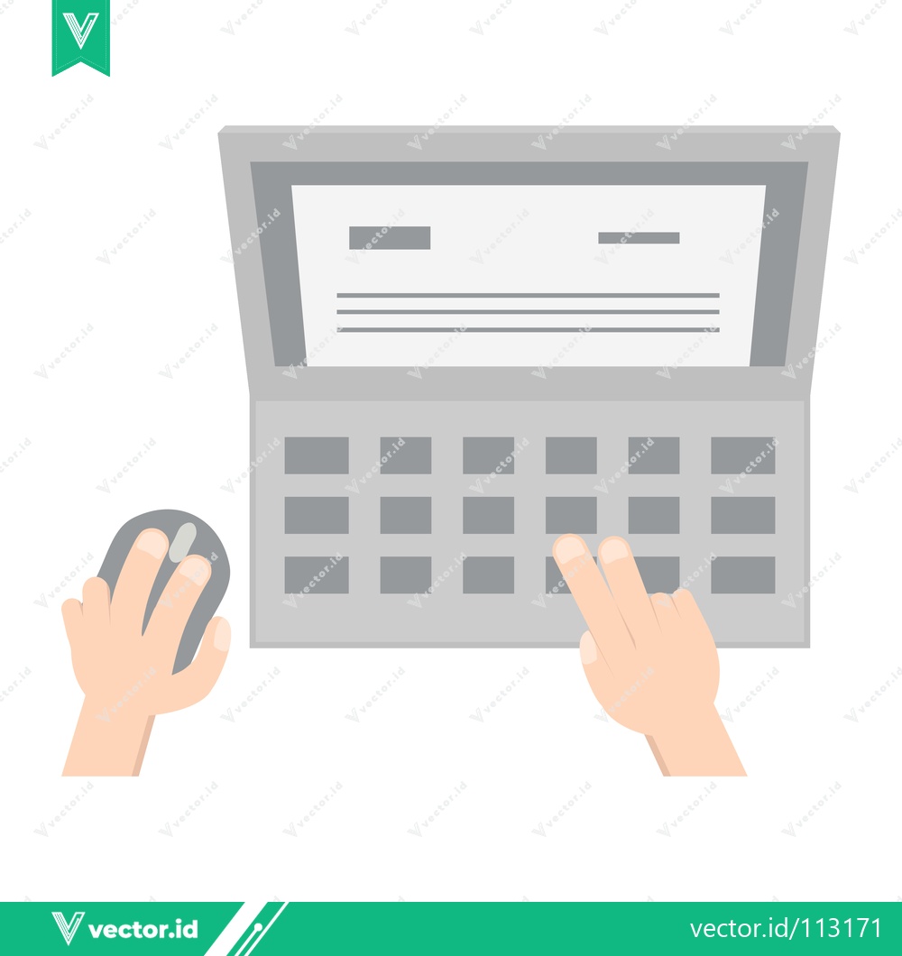 Premium Vector of Hands Typing on Laptop Keyboard and Using Computer Mouse
