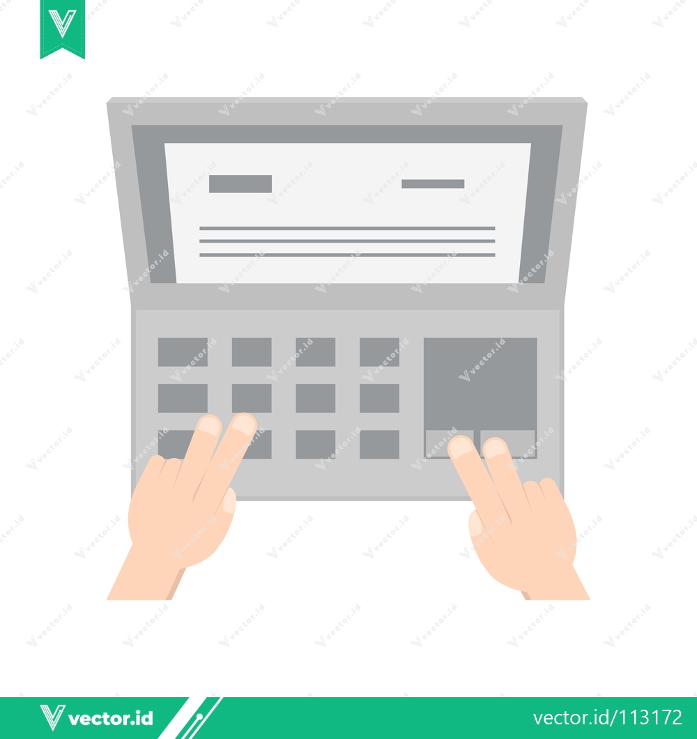 Premium Vector of Hands typing on a laptop keyboard with a document on screen