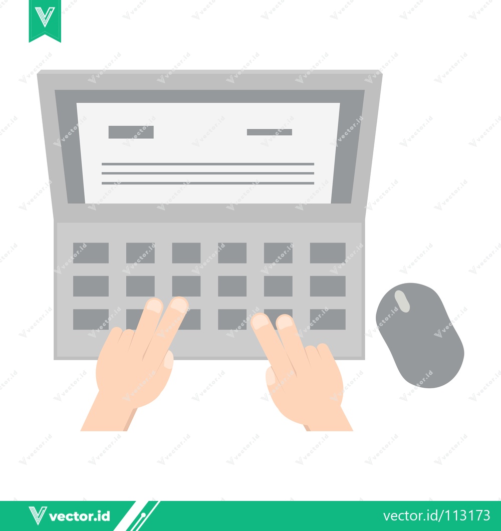 Premium Vector dari Hands typing on a laptop keyboard with a computer mouse nearby