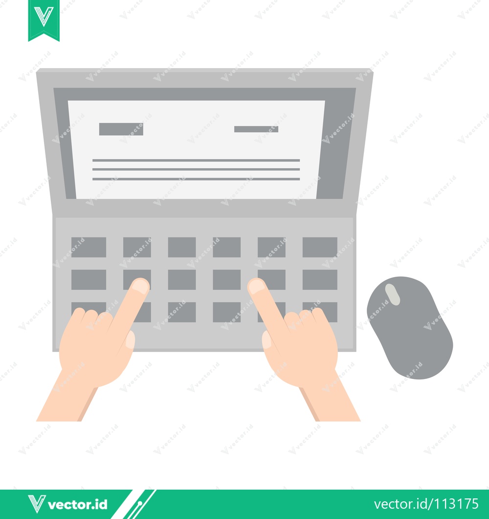 Premium Vector dari Typing on a Laptop with a Computer Mouse