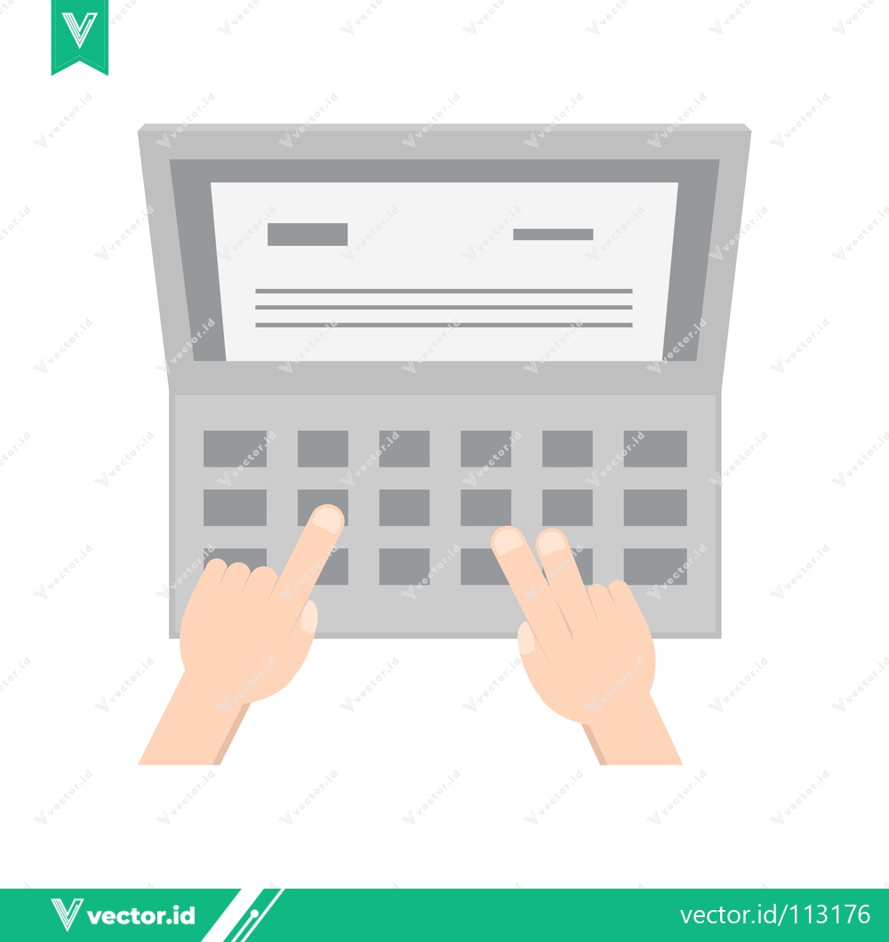 Premium Vector of Typing on a Laptop Keyboard with Hands