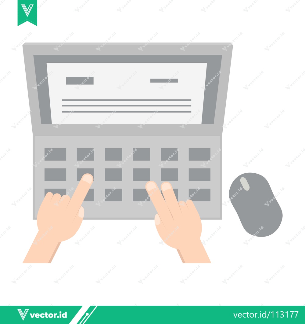 Premium Vector dari Hands Typing on Laptop Keyboard with Computer Mouse Nearby