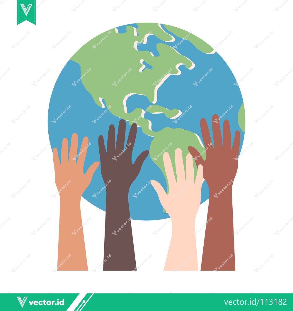 Premium Vector dari Diverse Hands Reaching Towards Planet Earth Symbolizing Unity and Global Connection