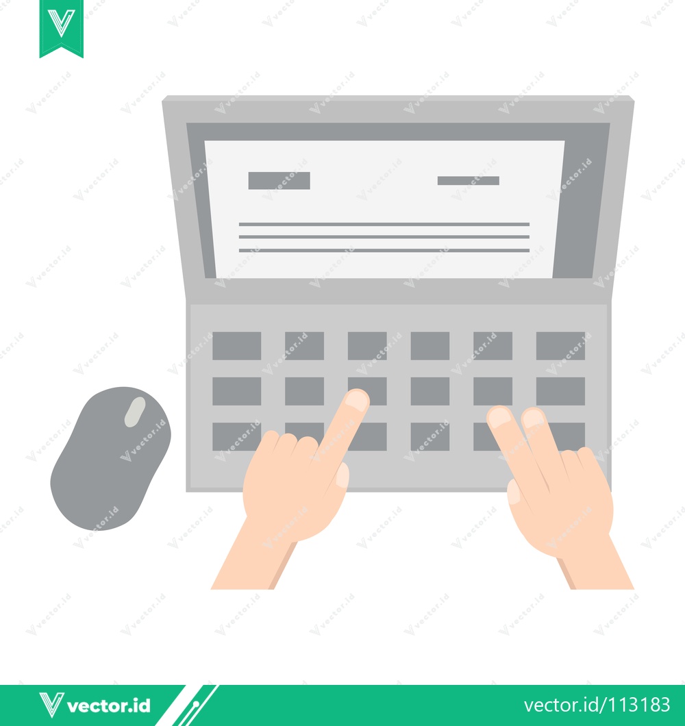 Premium Vector dari Hands typing on a laptop keyboard with a computer mouse nearby