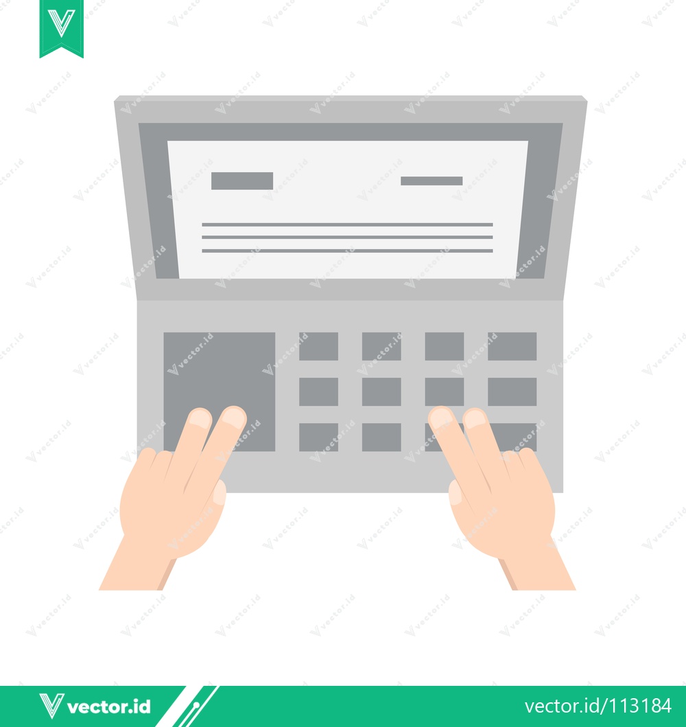 Premium Vector of Hands Typing on a Laptop Keyboard with Document on Screen