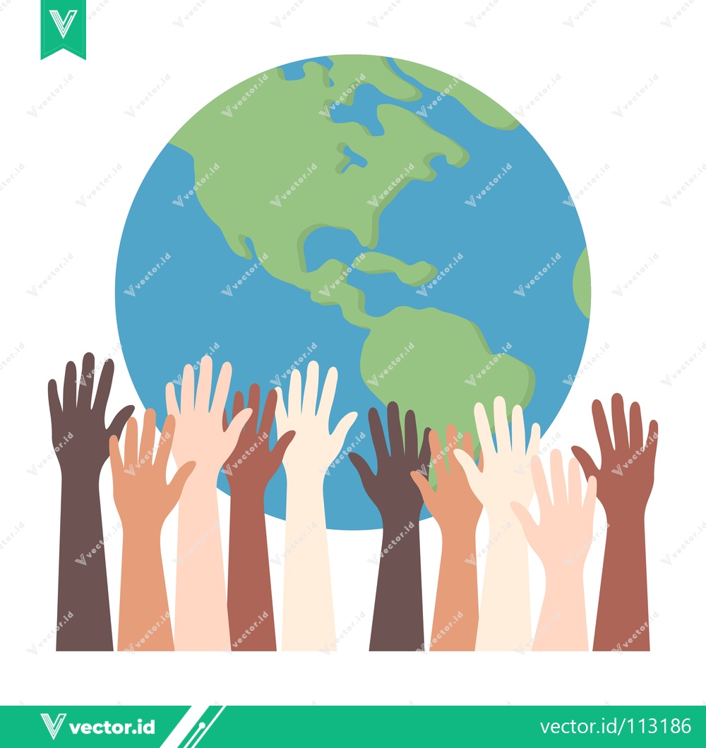 Premium Vector dari Diverse Hands Reaching Towards Planet Earth Symbolizing Unity and Global Cooperation