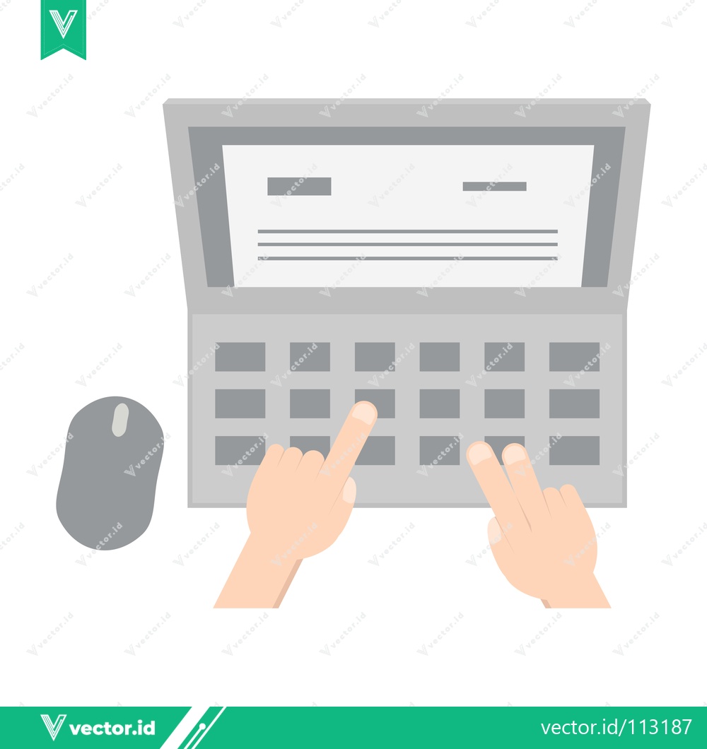Premium Vector dari Hands Typing on Laptop Keyboard with Computer Mouse Nearby