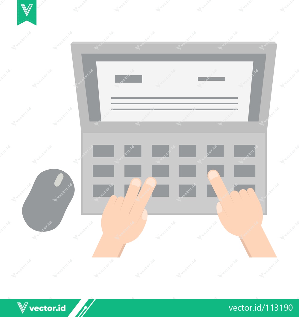 Premium Vector of Typing on a Laptop with a Computer Mouse