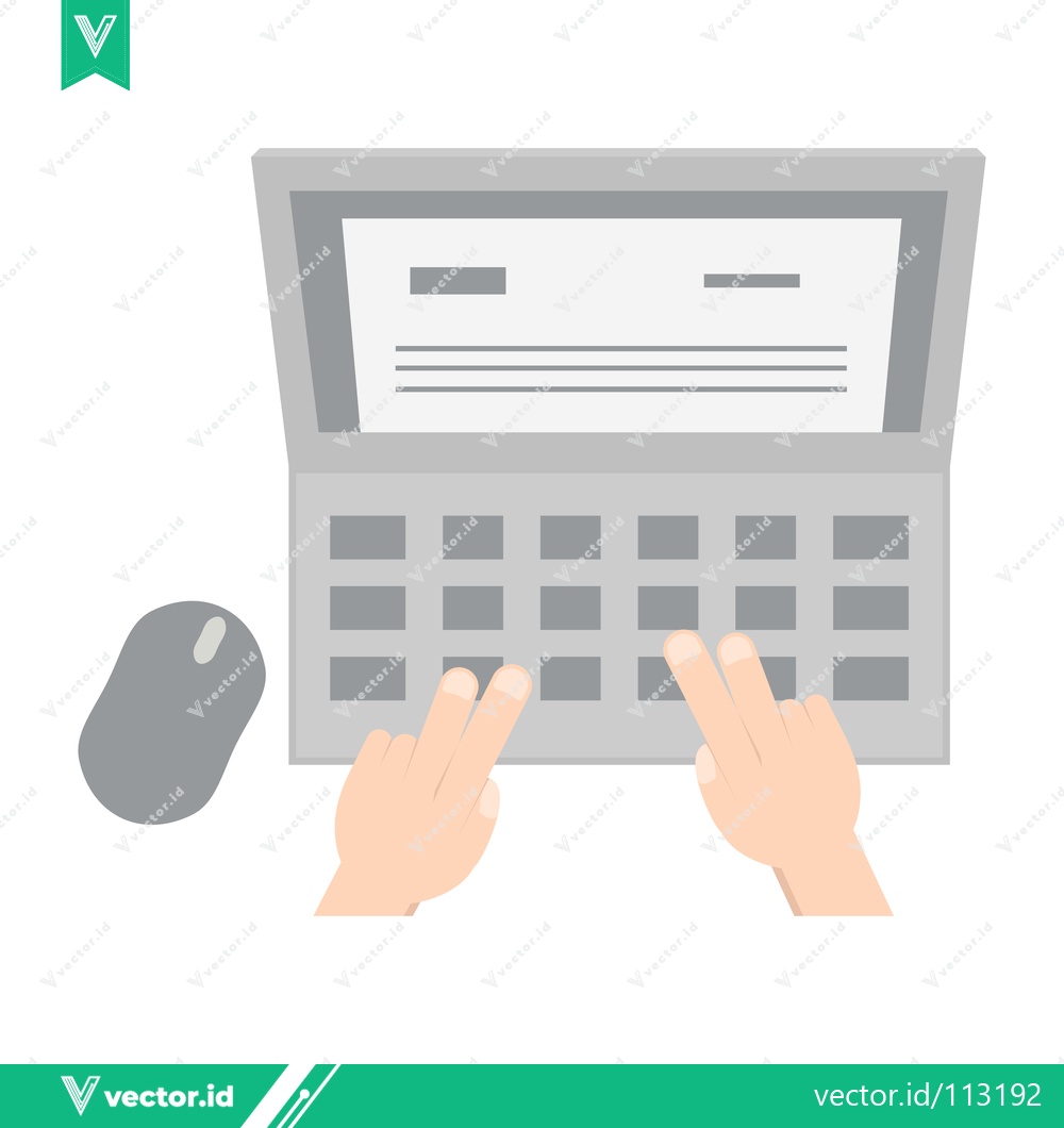 Premium Vector dari Typing on a Laptop with a Mouse