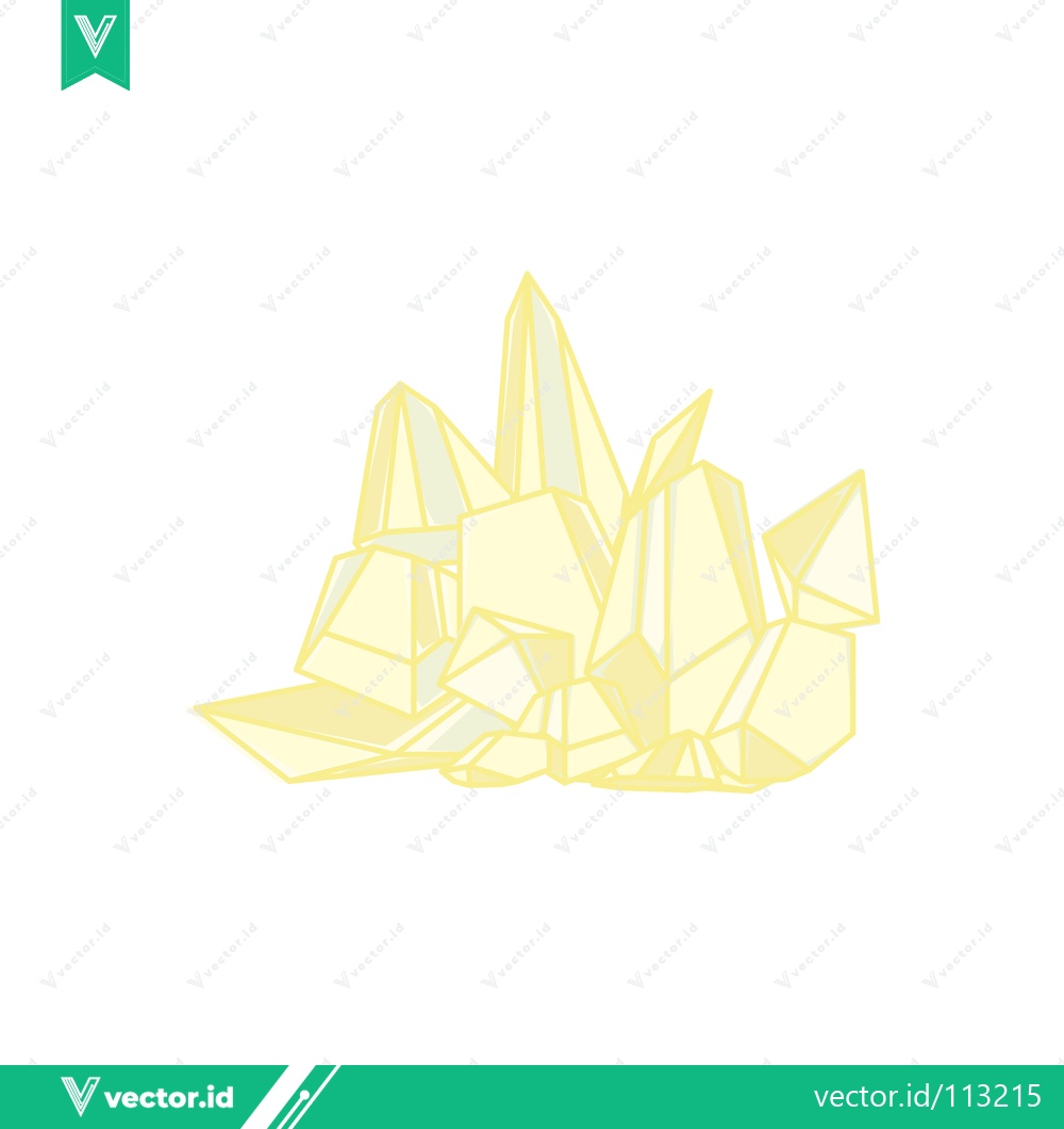 Premium Vector of Illustration of a cluster of yellow crystals on a white background