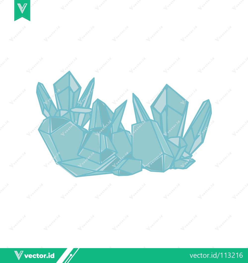 Premium Vector dari Cluster of Blue Ice Crystals on White Background