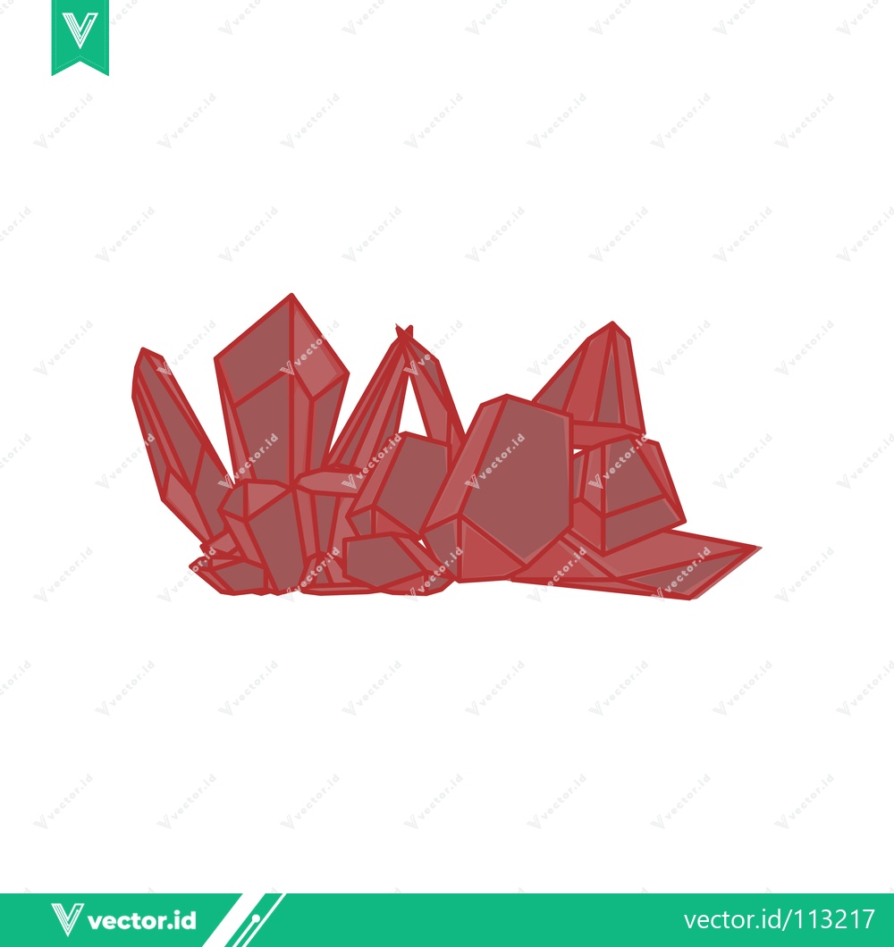 Premium Vector of Red Crystal Cluster Geometric Mineral Formation