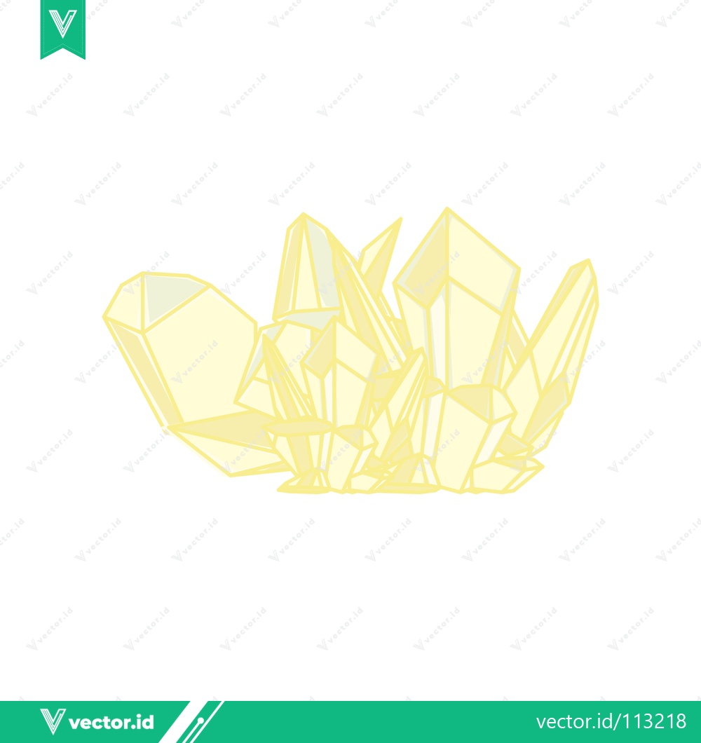 Premium Vector dari Cluster of Yellow Quartz Crystals on White Background