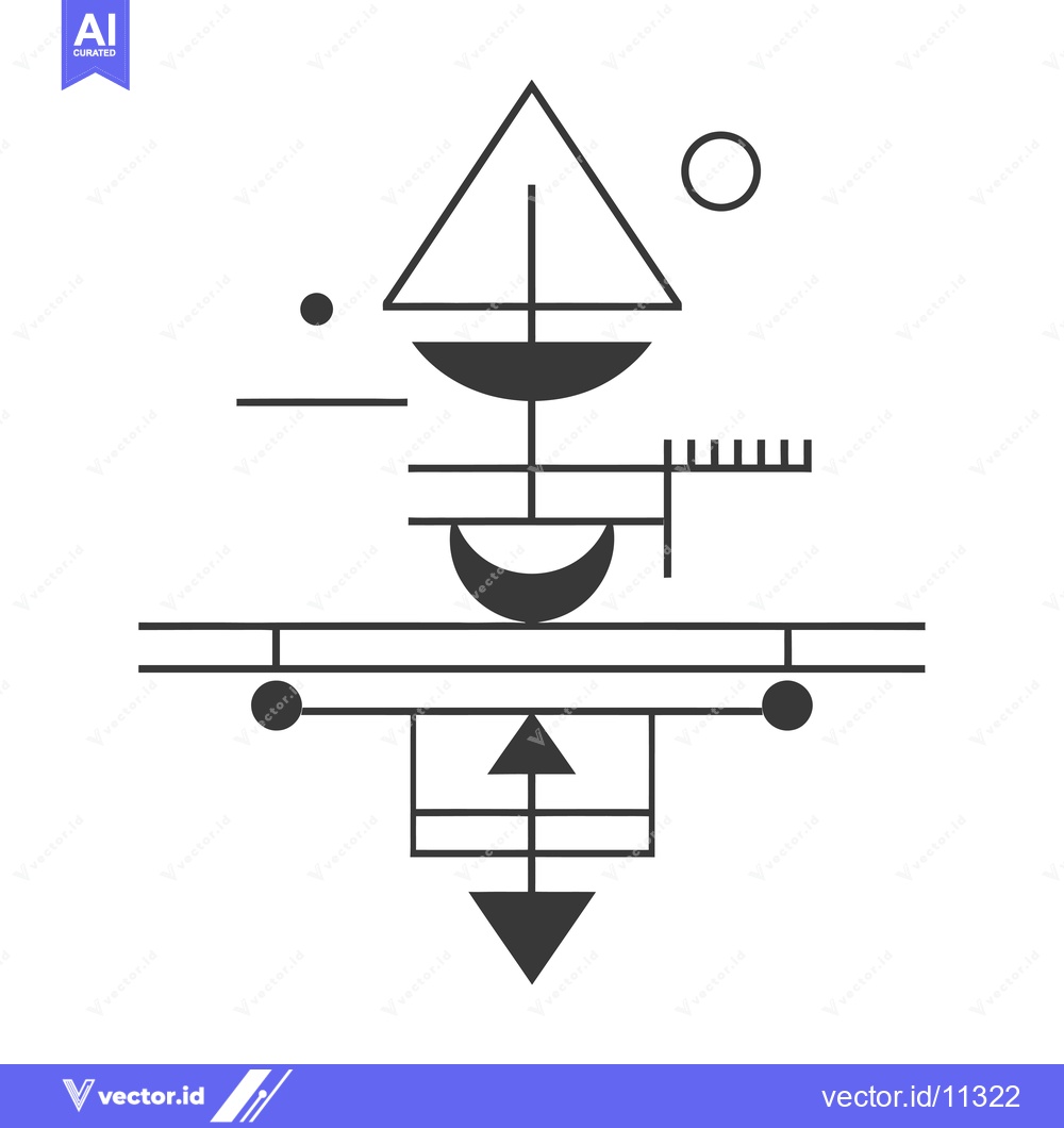 Premium Vector dari Abstract Geometric Design with a Triangle, Circles, and Lines