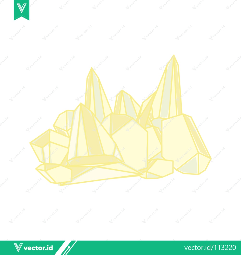 Premium Vector dari A cluster of pale yellow crystals sharp and geometric on a white background