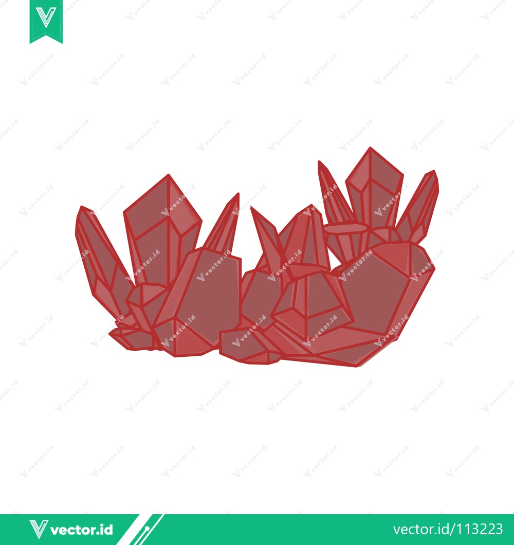 Premium Vector of Red Crystal Cluster Geometric Low Poly Illustration