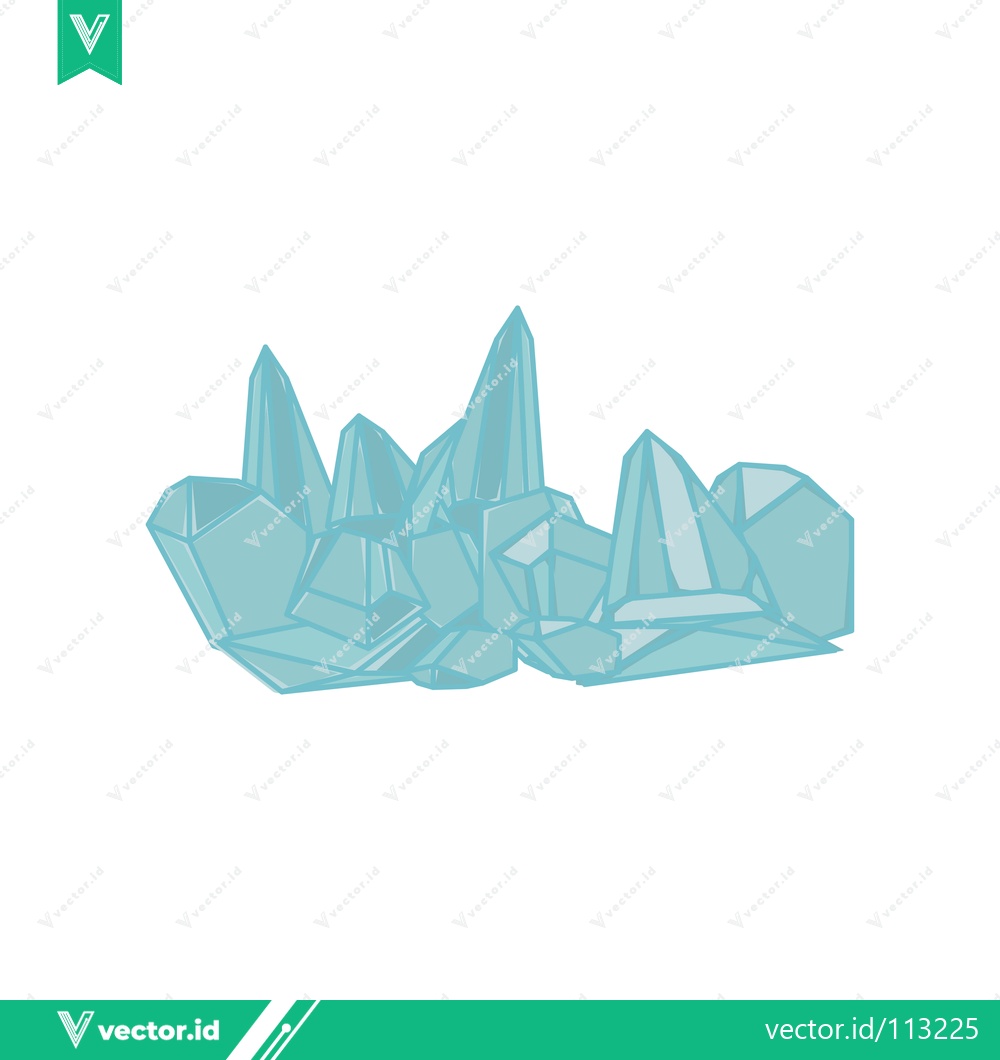 Premium Vector dari Cluster of Light Blue Crystals on White Background