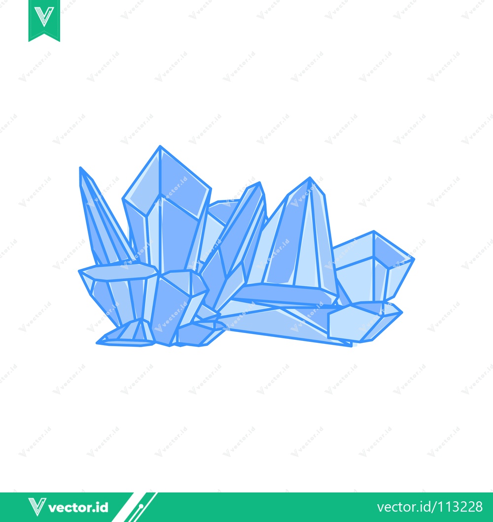 Premium Vector dari Illustration of Blue Ice Crystals Cluster on White Background