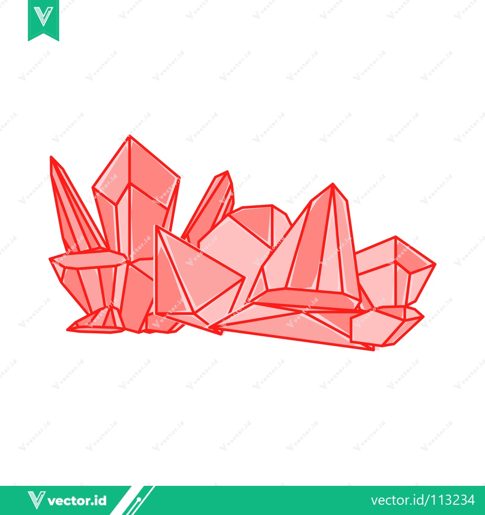 Premium Vector of Cluster of Red Crystals Geometric Gemstone Illustration