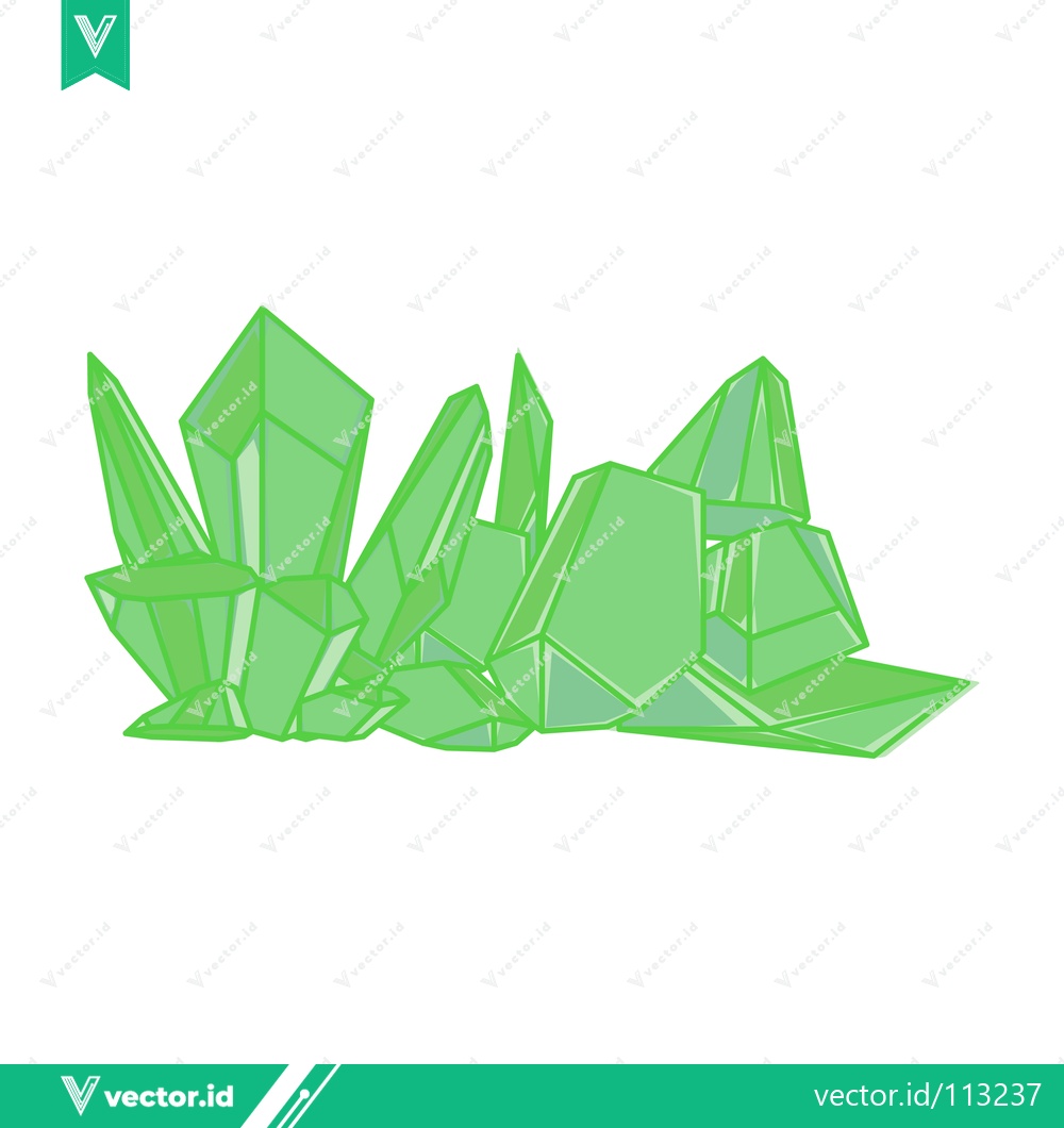 Premium Vector dari Group of Green Crystals on White Background