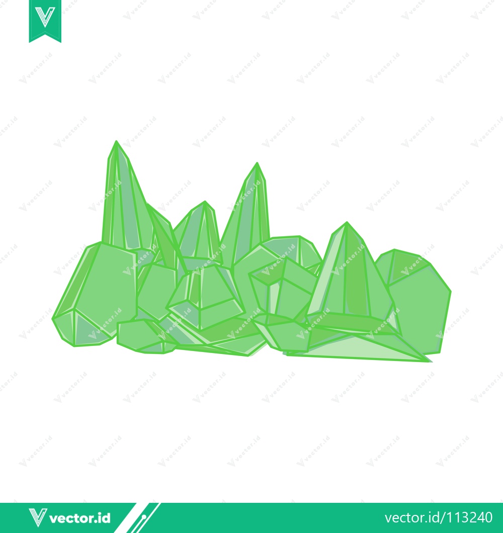 Premium Vector of Green Crystal Cluster Abstract Geometric Formation