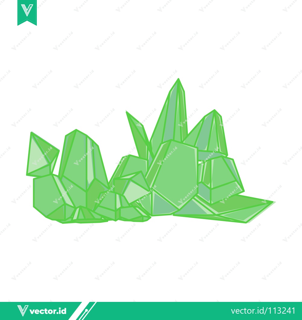 Premium Vector of Green Crystal Cluster Illustration