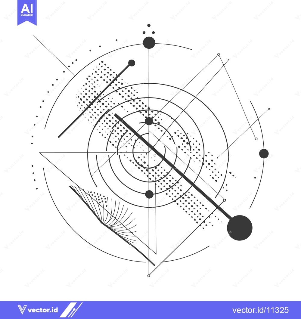 Premium Vector dari Abstract Geometric Design with Black Circles and Lines