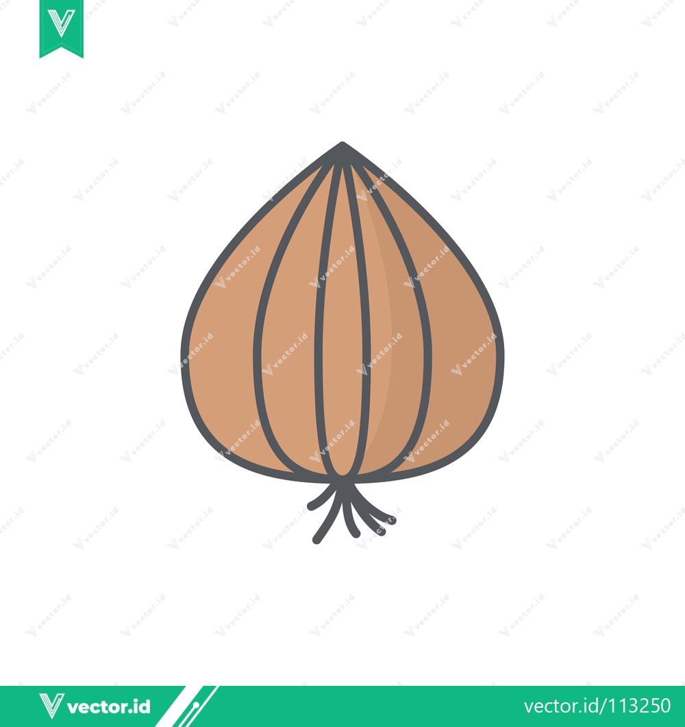 Premium Vector dari Simple illustration of a single garlic bulb with a brown outline and light brown fill isolated on a white background