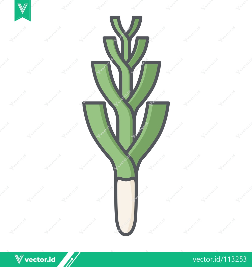 Premium Vector dari Stylized Illustration of a Fresh Green Leek Vegetable
