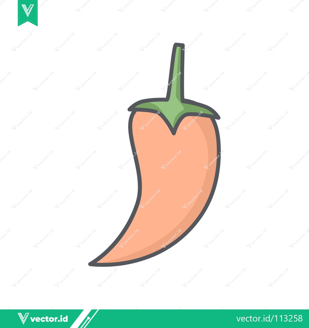 Premium Vector of Simple illustration of a light orange chili pepper with a green stem