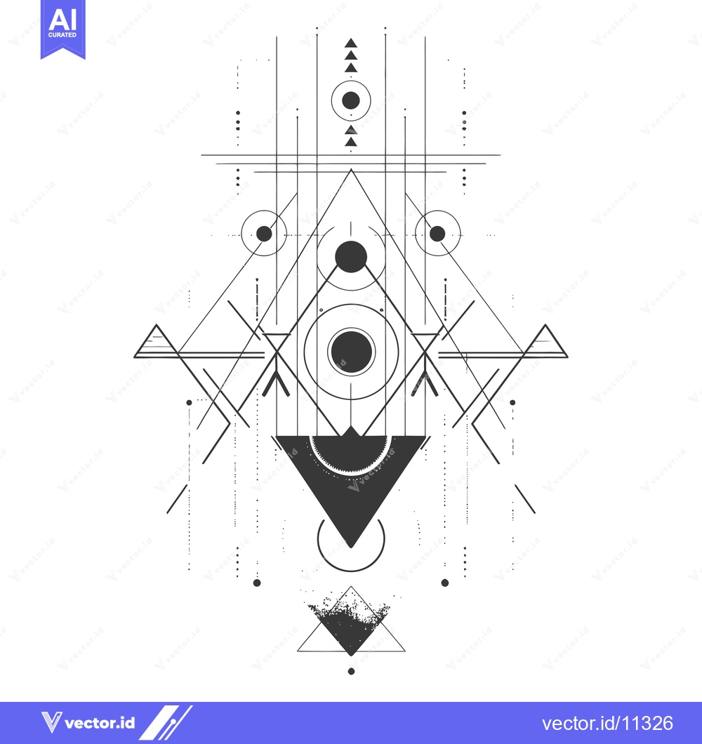 Premium Vector of Abstract geometric design with black circles and triangles