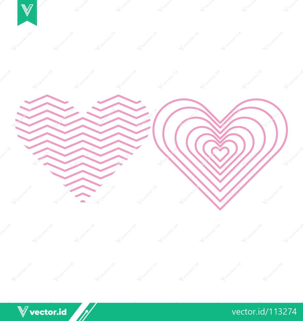 Premium Vector dari Two Pink Hearts with Different Geometric Patterns