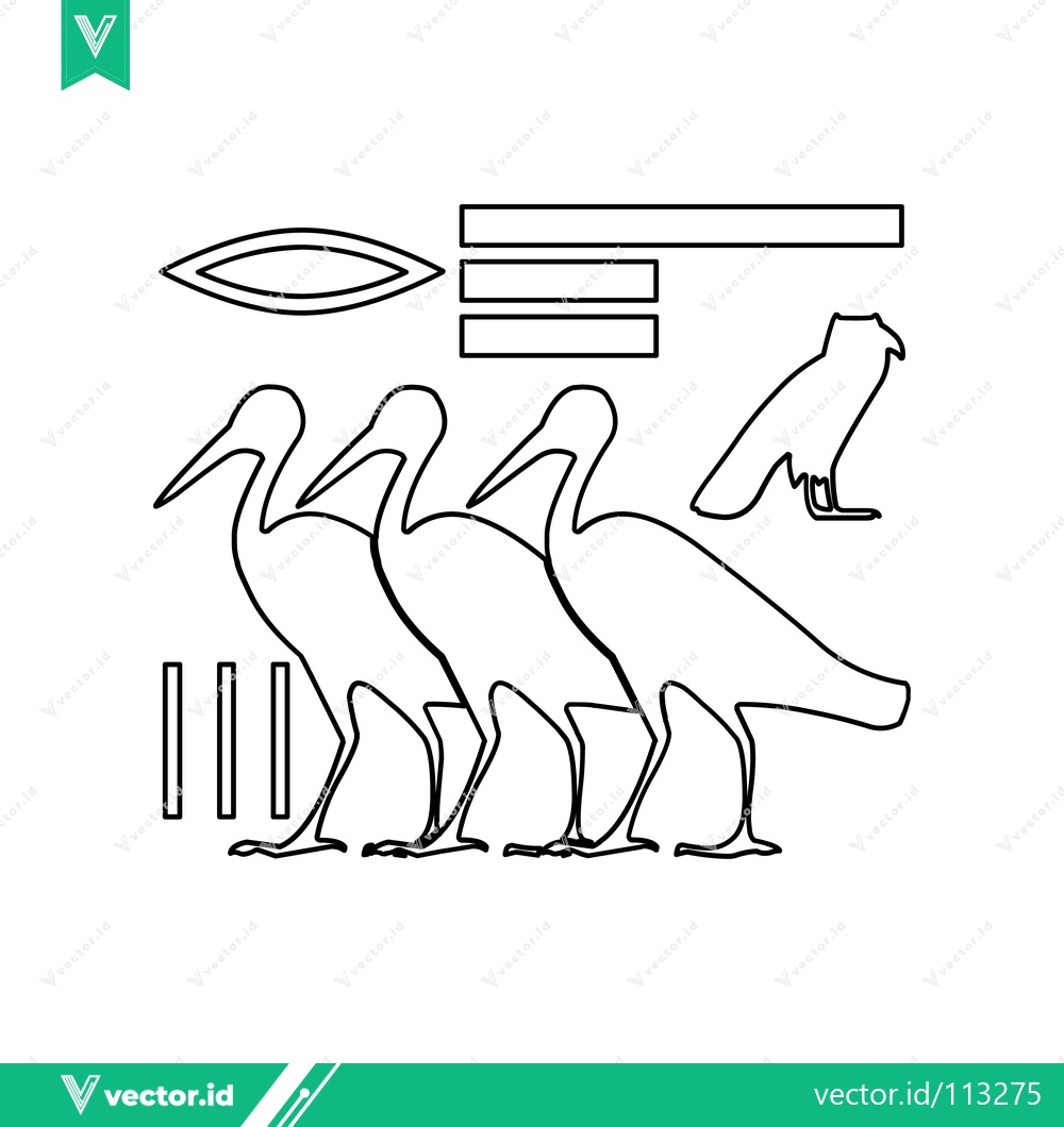 Premium Vector dari Ancient Egyptian Hieroglyphs Depicting Ibises and Eye Symbol