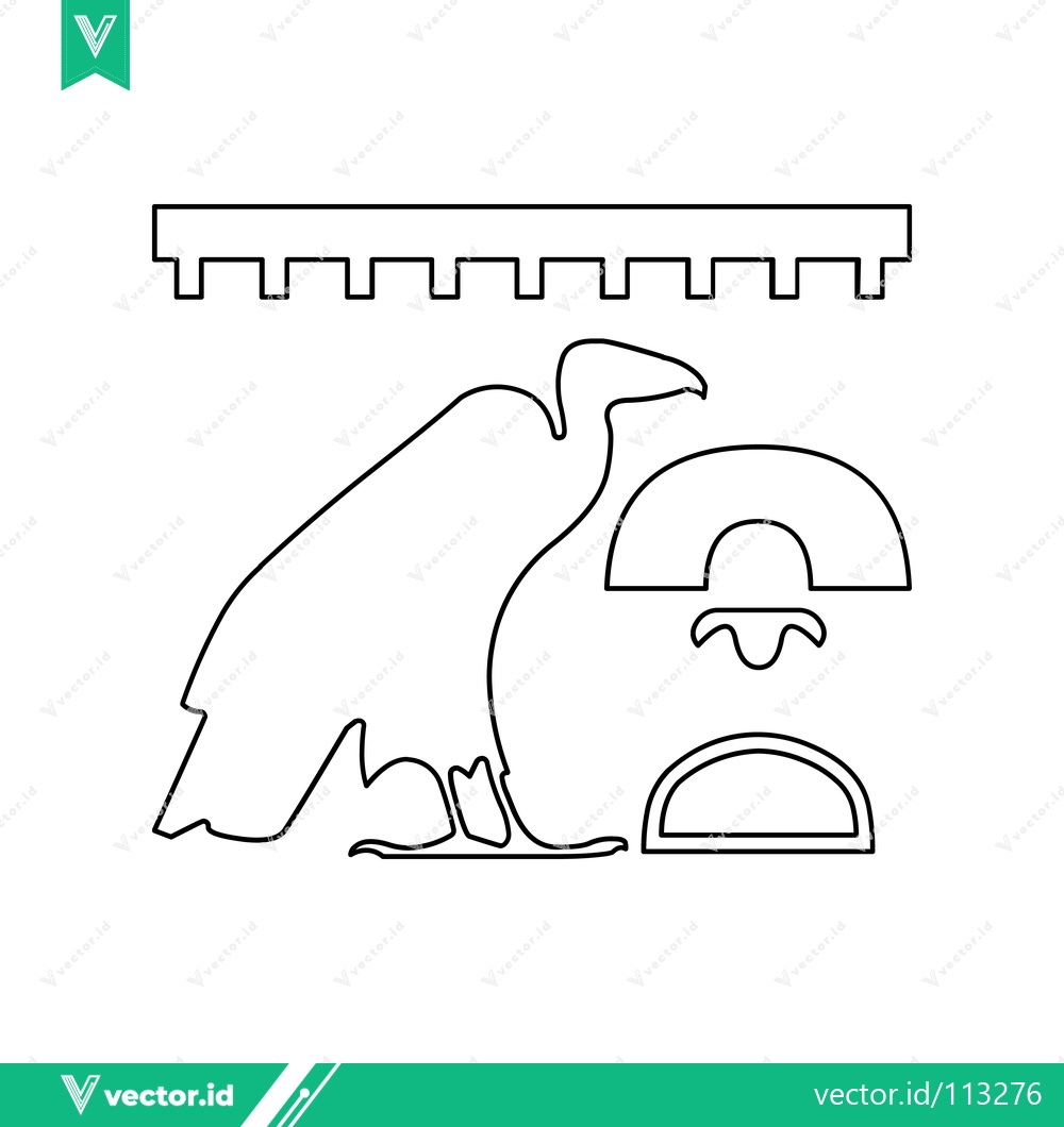 Premium Vector dari Ancient Egyptian Vulture Hieroglyph Symbol Outline