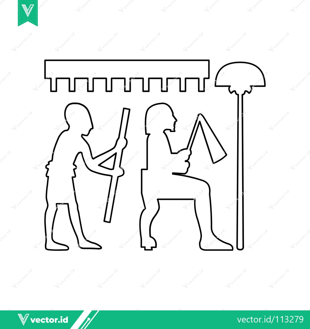 Premium Vector dari Ancient Egyptian Hieroglyphic Depiction of Figures and Symbols