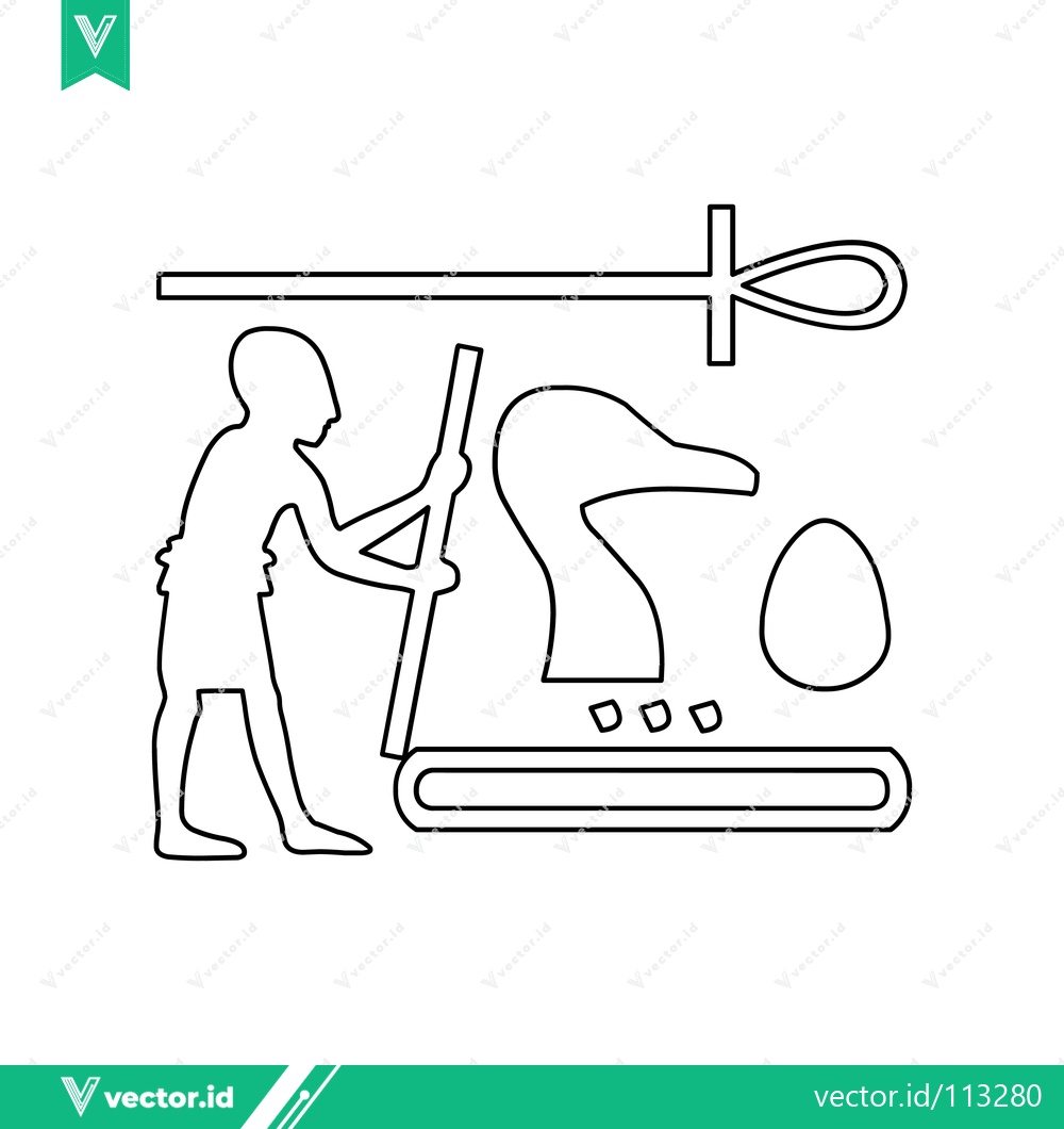 Premium Vector dari Ancient Egyptian Hieroglyph Depicting a Man and Symbols