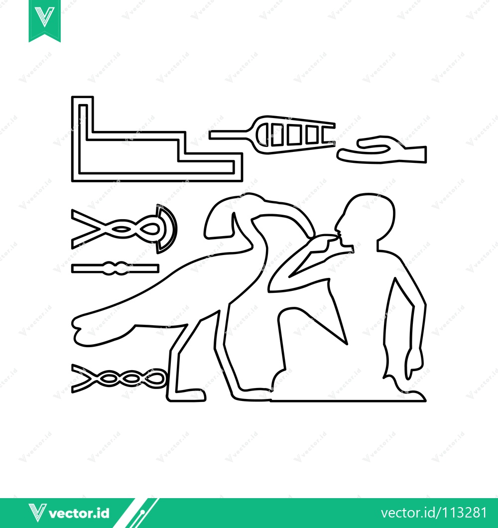 Premium Vector of Ancient Egyptian Hieroglyphs Depicting a Bird and Human Figure