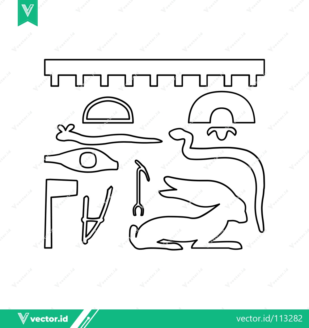 Premium Vector dari Ancient Egyptian Hieroglyphs Collection Vector Illustration