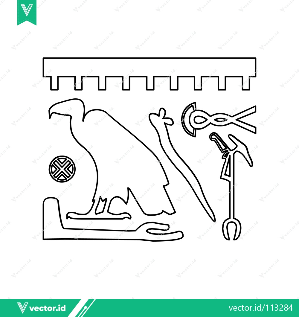 Premium Vector dari Ancient Egyptian Hieroglyphs Featuring a Vulture and Symbols