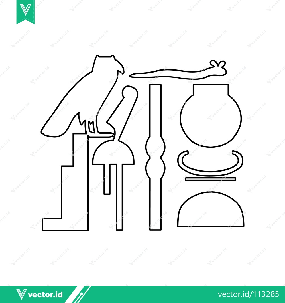 Premium Vector dari Ancient Egyptian Hieroglyphs Symbols Vector Illustration
