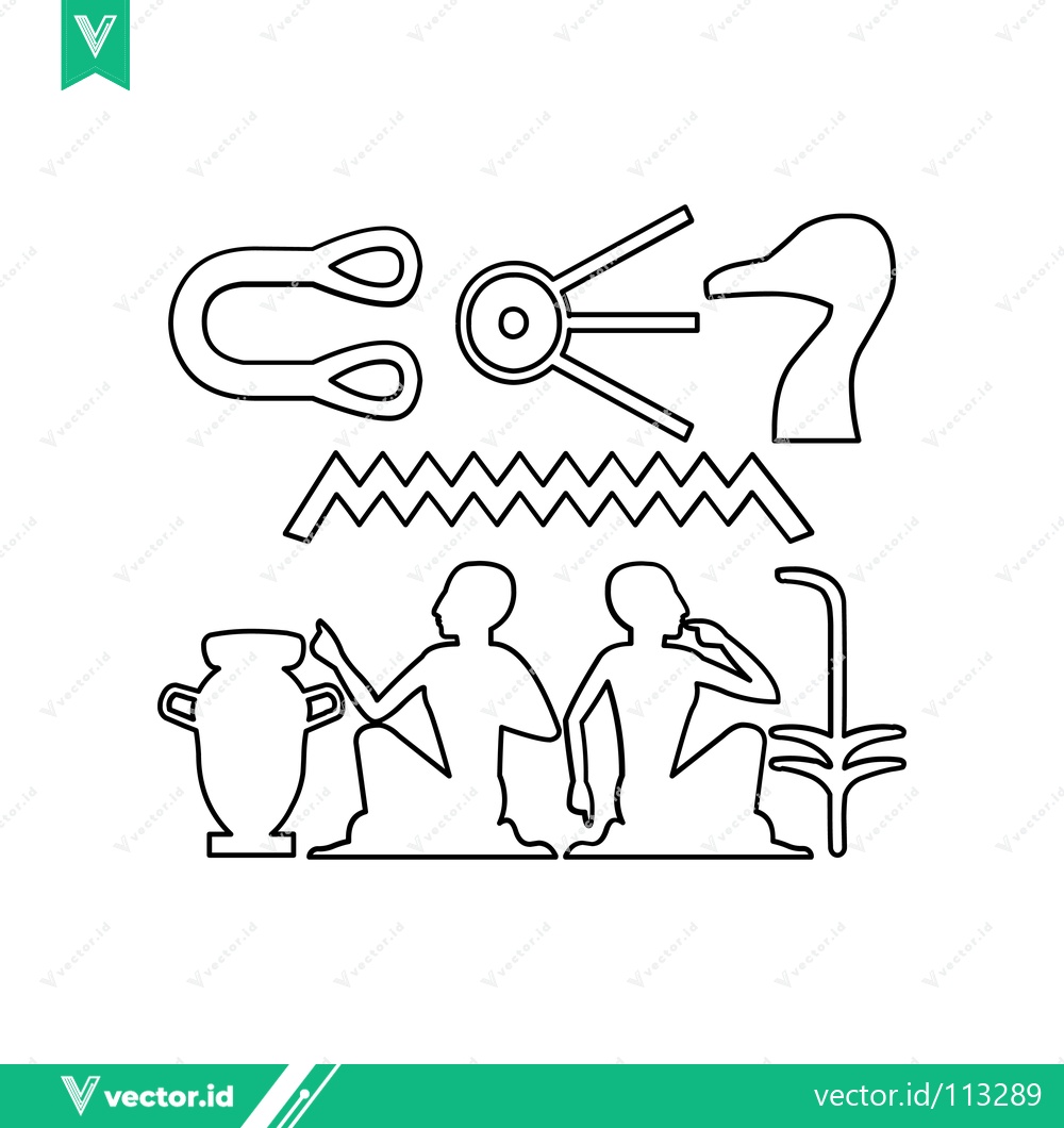 Premium Vector dari Ancient Egyptian Hieroglyphs Depicting Daily Life and Symbols