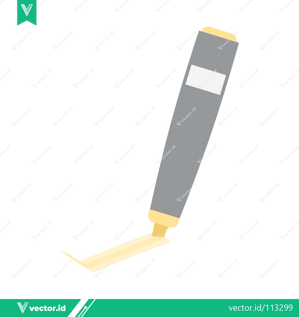 Premium Vector dari A gray marker with a yellow cap drawing a yellow line on a white background