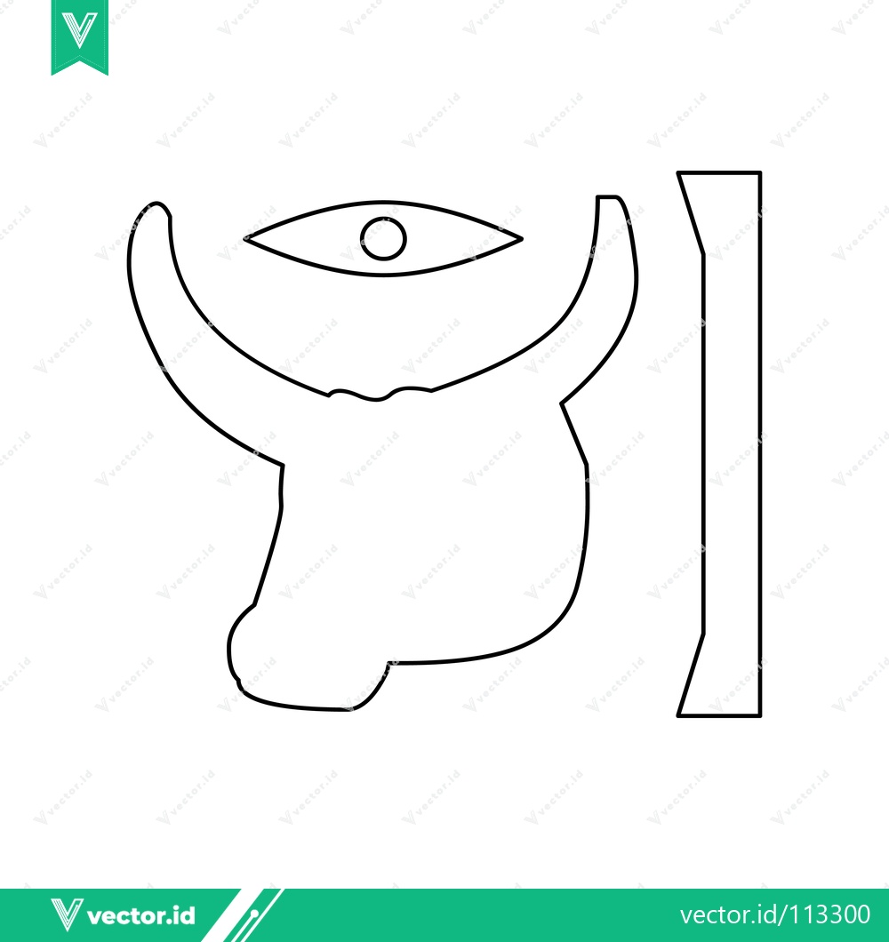 Premium Vector dari Ancient Egyptian Hieroglyph of the Bulls Head with Eye and Staff