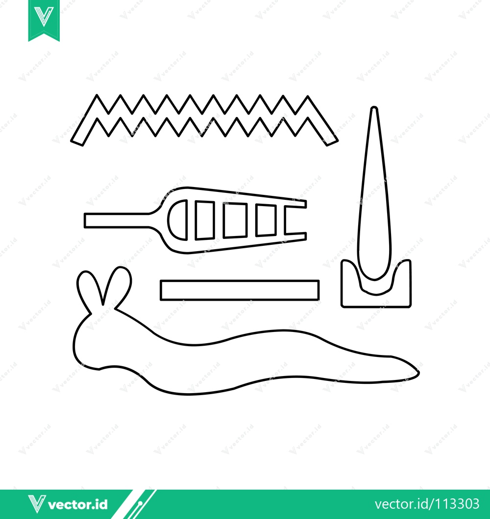 Premium Vector of Vector Illustration of Crafting Tools and Slug Silhouette