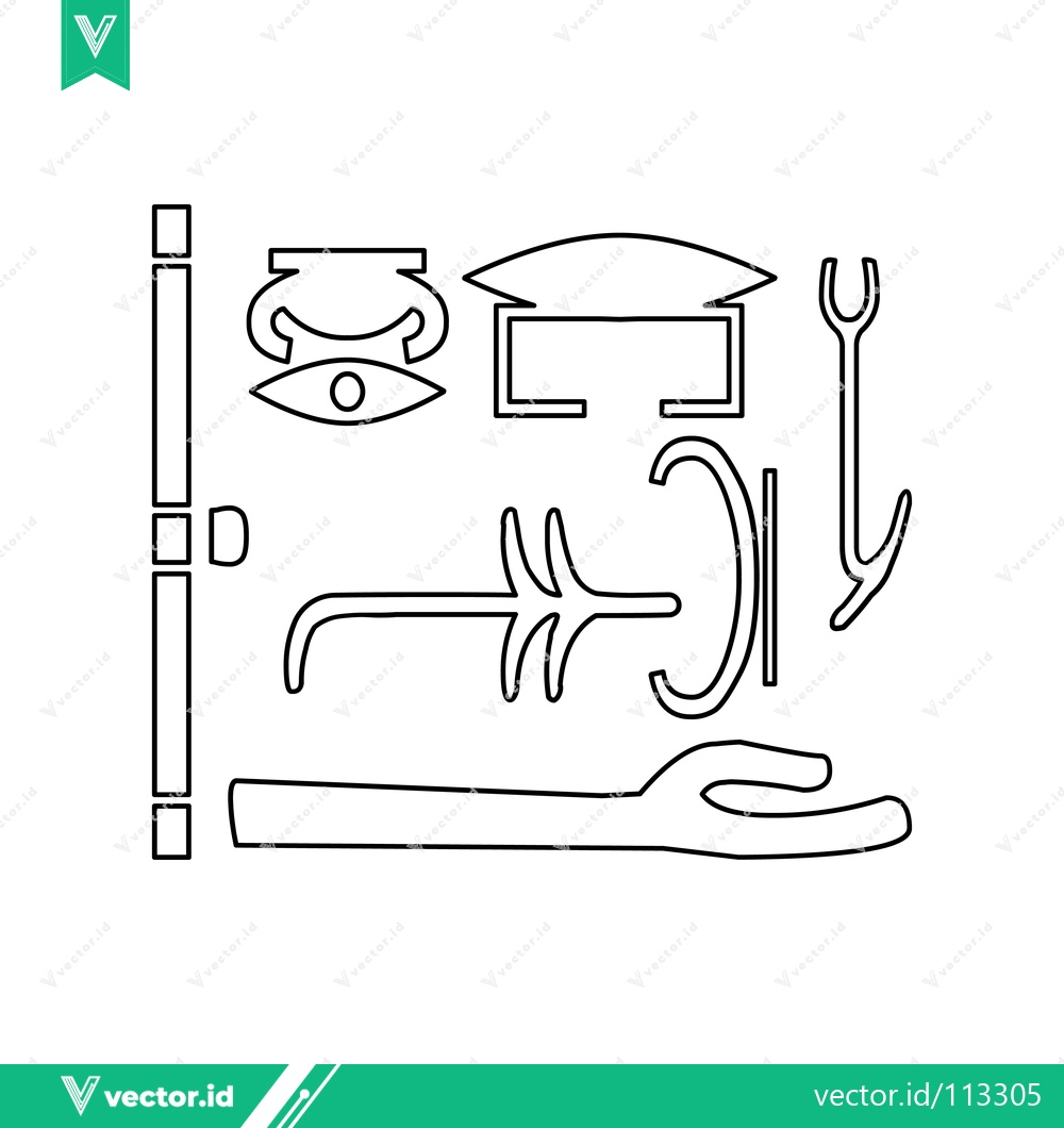 Premium Vector of Collection of Ancient Egyptian Hieroglyphic Symbols and Elements