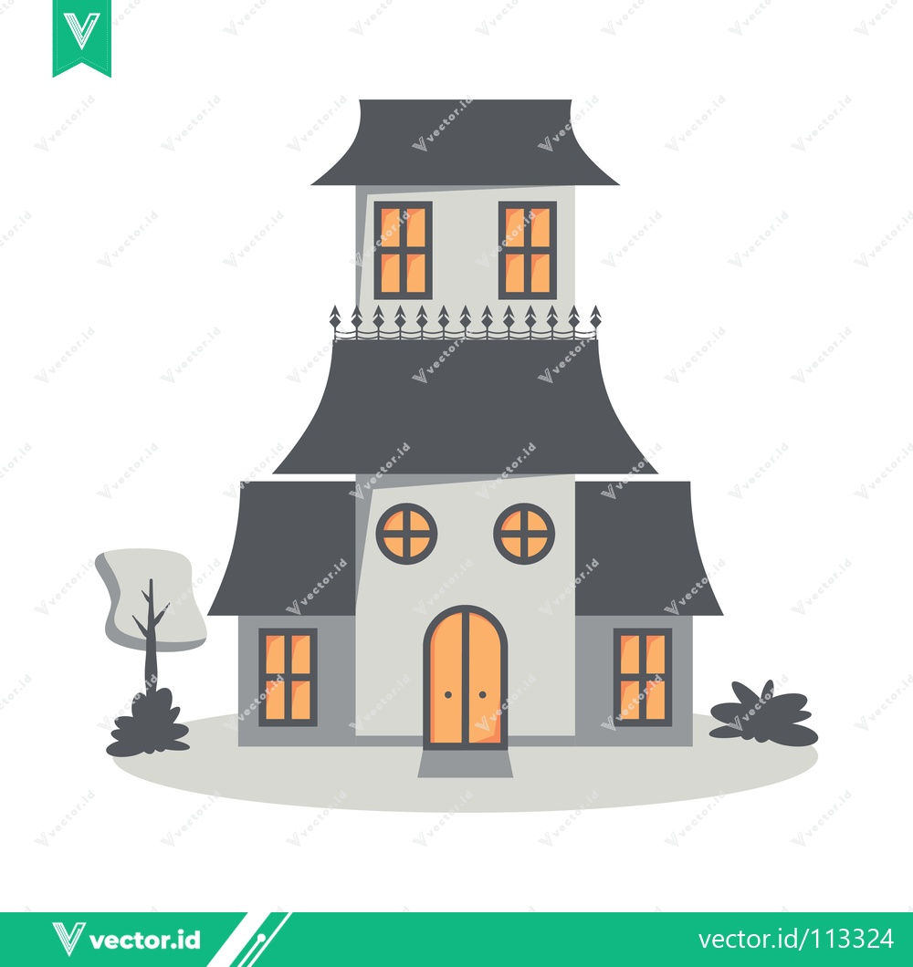 Premium Vector dari Haunted House Illustration with Spooky Atmosphere and Halloween Theme