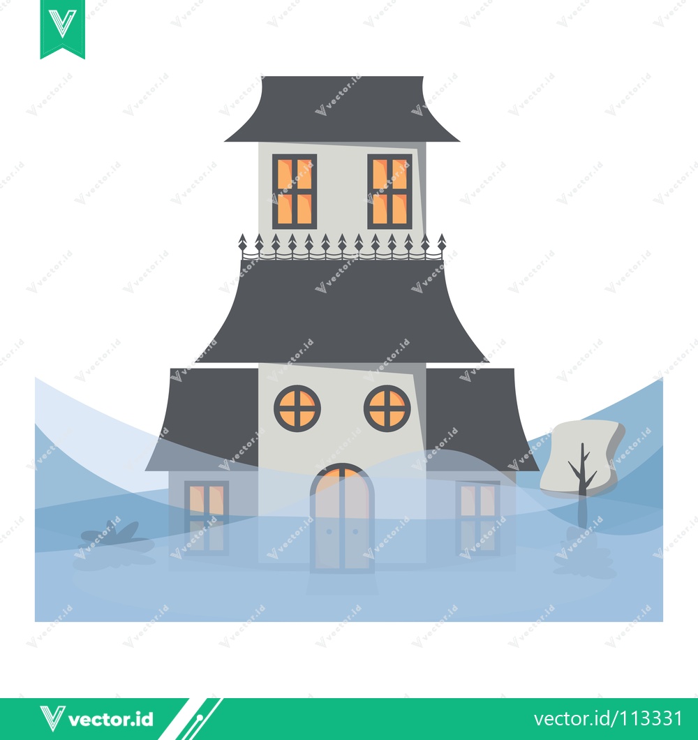 Premium Vector dari Haunted House in a Snowy Landscape